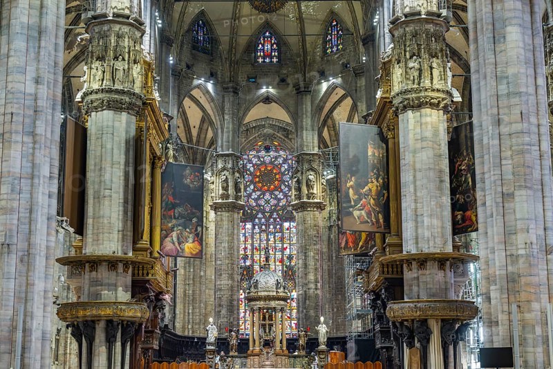 Milan Cathedral from inside the church, Milan, Italy