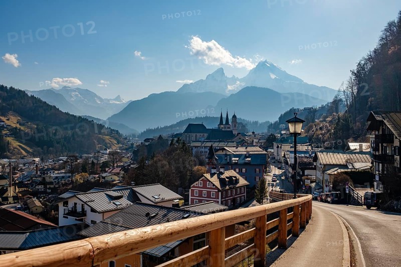 View of the Berchtesgaden market, above the Watzmann, Berchtesgadener Land, Upper Bavaria, Bavaria, Germany