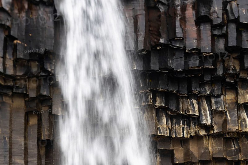 Waterfall, basalt columns, winter, Svartifoss, Iceland, Scandinavia