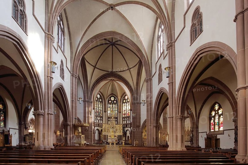 St. Peter Cathedral, interior view, Heppenheim, Bergstraße, Hesse, Germany