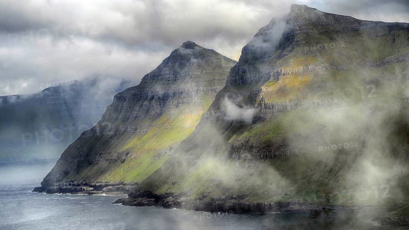 Faroe Islands, coastal landscape, fog, Denmark, Europe, Faroe Islands, Denmark