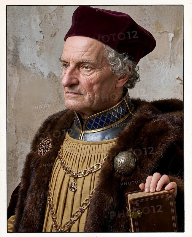 Portrait of Johann Geiler von Kaysersberg, preacher, middle ages, theology, religion, priest, 15th century, historical figure, historical illustration, digitally edited