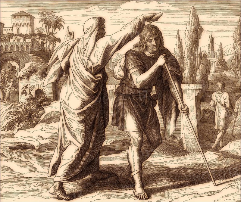 Samuel anoints Saul as king, Old Testament, by Julius Schnorr von Carolsfeld