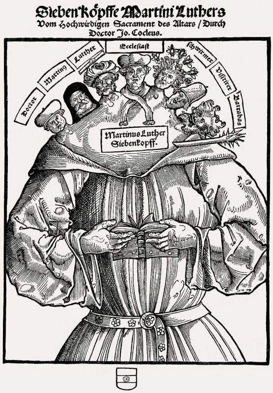 Reformation period, Catholic caricature against Martin Luther, Martinus Luther Siebenkopf