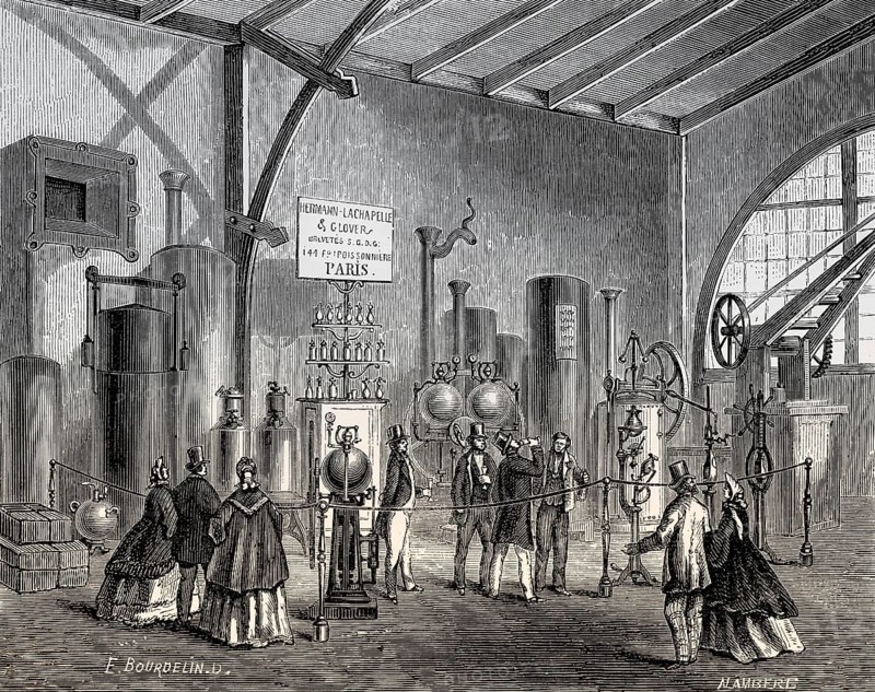 Machine for making carbonated beverages, Hermann-Lachapelle & Charles Glover, Great London Exposition, 1862, London, United Kingdom
