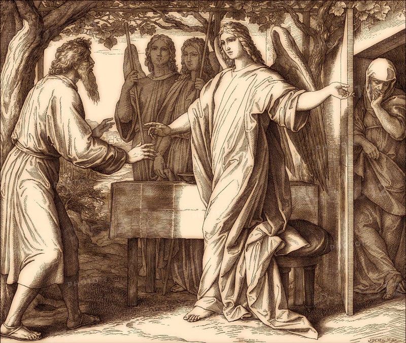 Abraham's Three Visitors, Old Testament, by Julius Schnorr von Carolsfeld, 1860