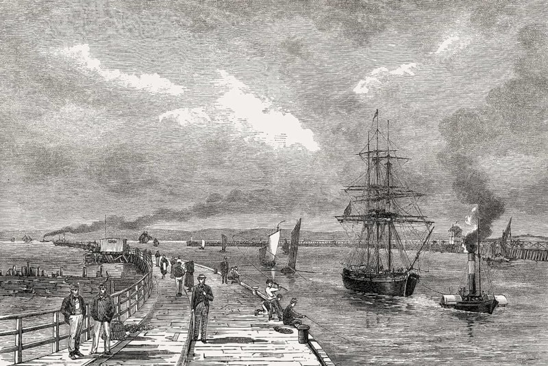 The East and West Piers, Leith, Edinburgh, Scotland, 19th century