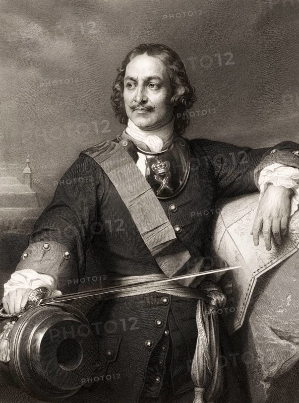 Portrait of Peter the Great, Peter I or Pyotr Alexeyevich Romanov, 1672-1725, Emperor of the Russian Empire, after Paul Delaroche, digitally optimized
