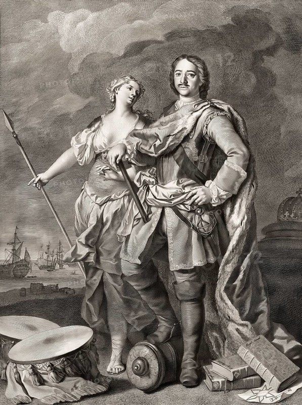 Allegorical portrait of Peter I of Russia, Peter the Great, Pyotr Alexeyevich Romanov, 1672-1725, Emperor of the Russian Empire, digitally optimized
