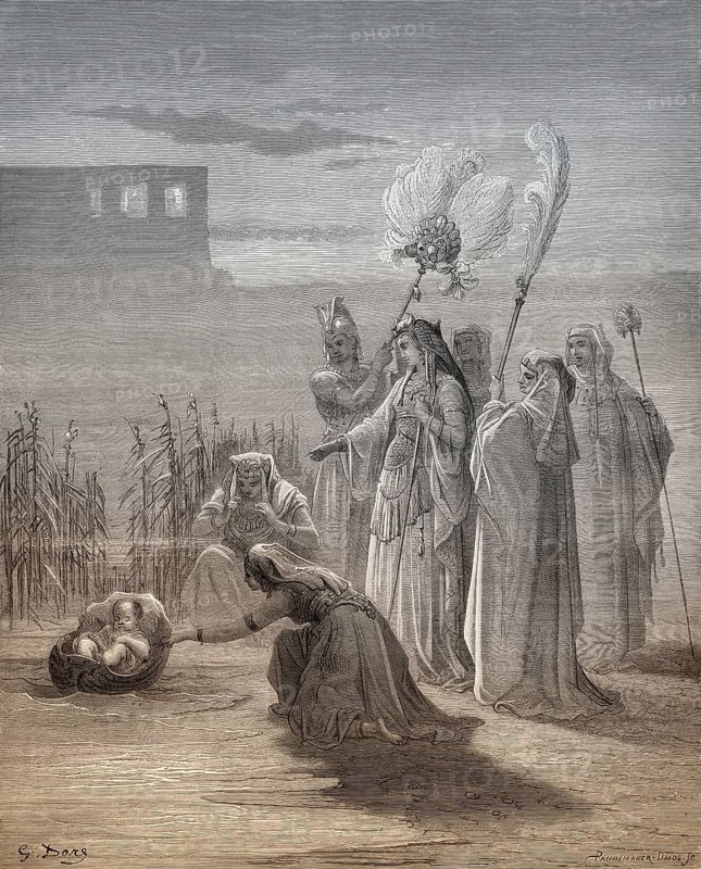 The Finding of Moses, woodcut by Gustave Doré