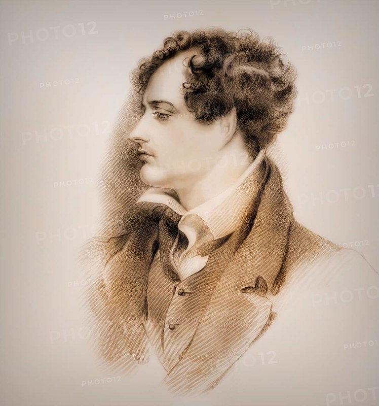 George Gordon Noel Byron, 6th Baron Byron of Rochdale, 1788, 1824, British poet, digital edited