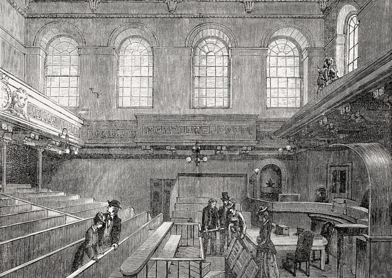 Interior view of High Court of Justiciary, Edinburgh, Scotland, 19th century