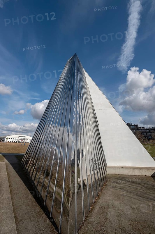 Modern church building, a sculpture in Hubland, new district on the site of the former American Leighton Barracks, Würzburg, Lower Franconia, Bavaria, Germany