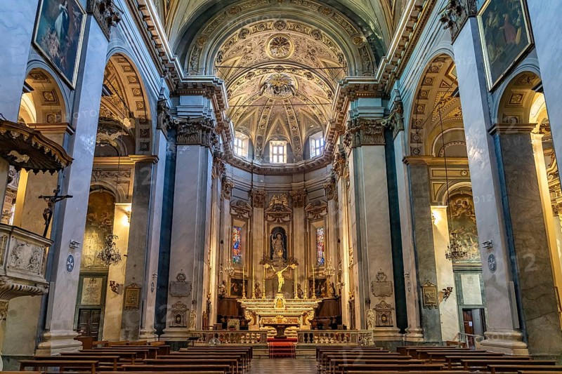 Interior of Saint-Jean-Baptiste church in Bastia, Corsica, France