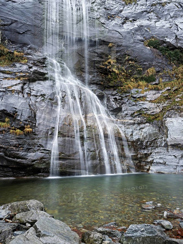 Cascata Grande waterfall, Bignasco, Maggia Valley, Canton Ticino, Switzerland