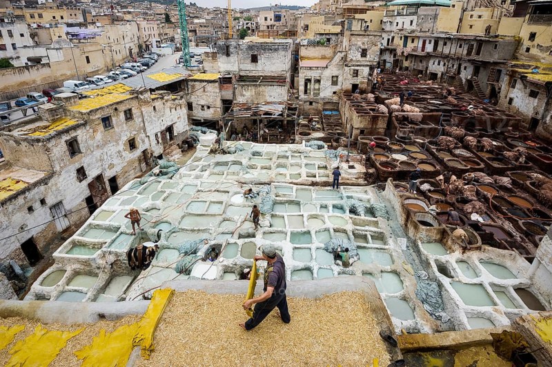 Chouwara tanning and dyeing district, Fez El Bali, Medina, UNESCO World Heritage Site, Fez, Morocco