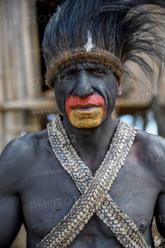 Chief of the village Mutin, portrait, Lake Murray, Western Province, Papua New Guinea