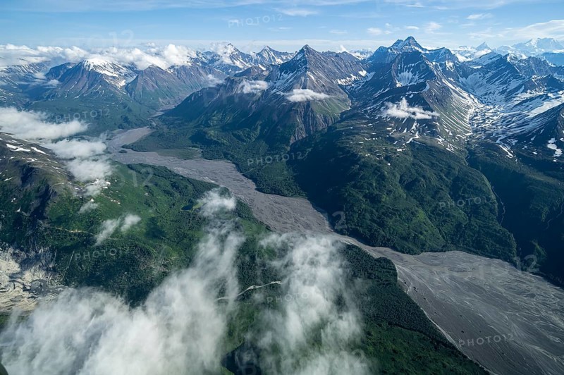 Aerial view, Alaska Range, Denali National Park, Alaska, USA