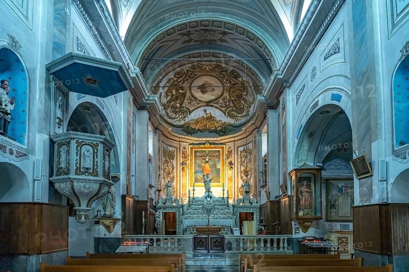Interior of Ste-Julie Church in Nonza, Cap Corse, Corsica, France