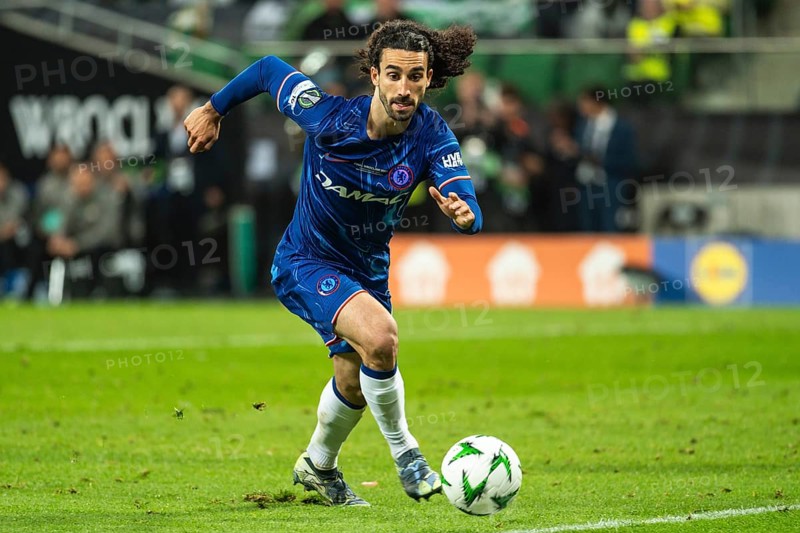 WROCLAW, POLAND - MAY 28, 2025: UEFA Conference League Final Football match Real Betis - Chelsea. In action Marc Cucurella
