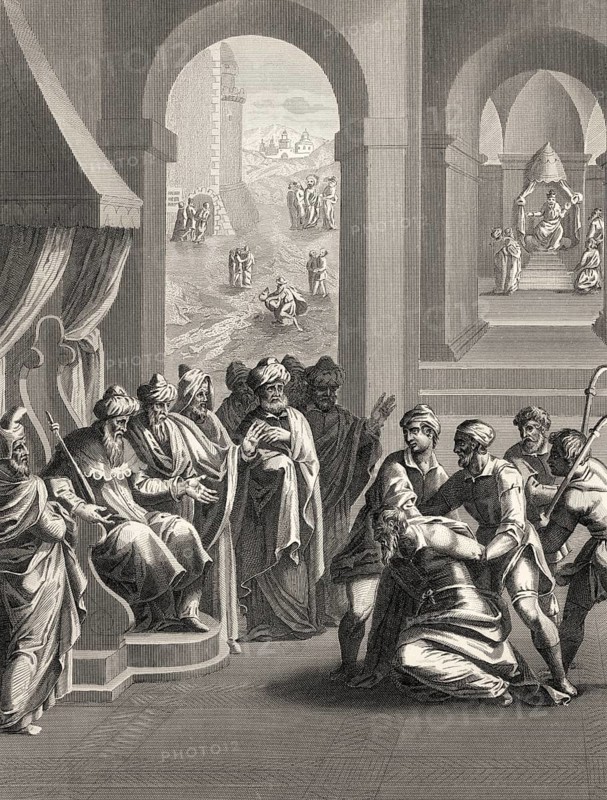The Parable of the Unforgiving Servant, steel engraving 1853, digitally restored