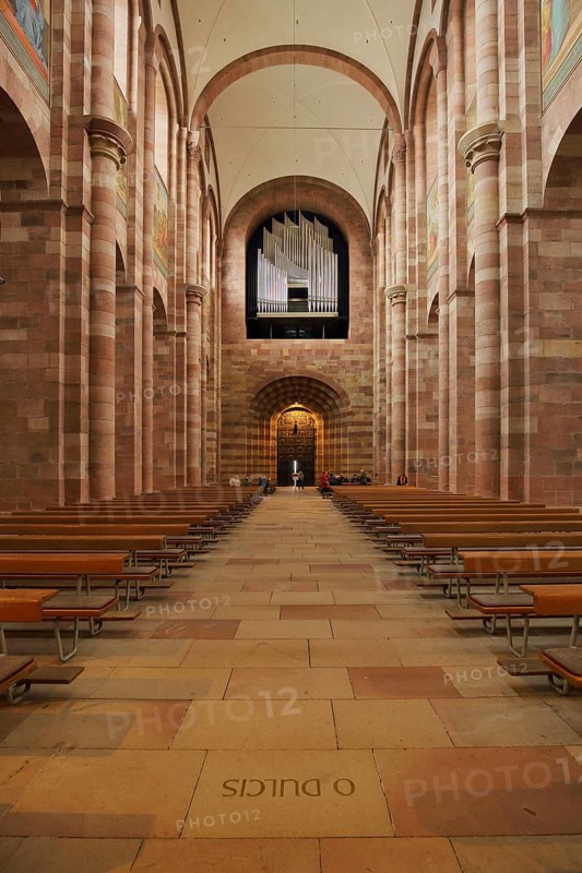 Interior view of the Romanesque UNESCO Cathedral, St. Mary and St. Stephen Cathedral, St. Mary's Cathedral, Speyer, Rhineland-Palatinate, Germany