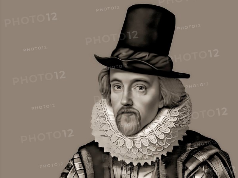 Portrait of Sir Francis Bacon, Baron Baco of Verulam, 1561 - 1626, English lawyer, statesman, essayist, historian, intellectual reformer, philosopher and scientist, digitally edited