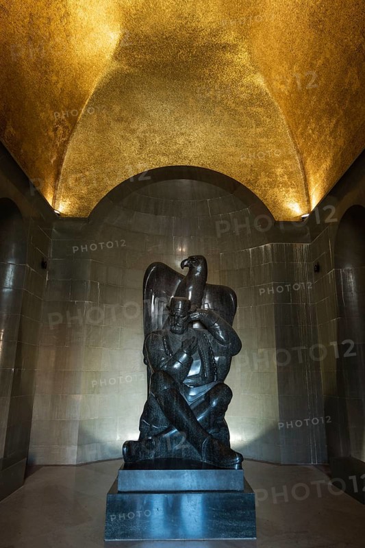 Sculpture of Niegosz and gold ceiling in Mausoleum of Niegosz, Lovcen National Park, Montenegro