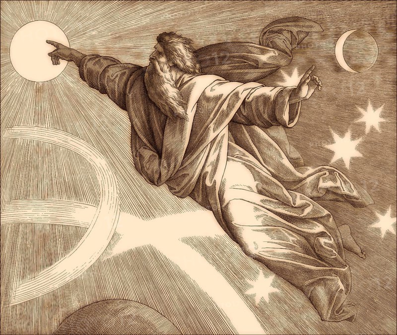 Creation of Heavenly Bodies, Old Testament, by Julius Schnorr von Carolsfeld, 1860