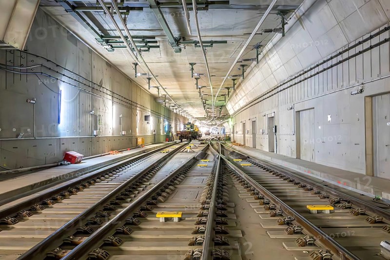 Tracks in the north to Stuttgart station 21 tunnel construction site new main train station in Stuttgart, Germany