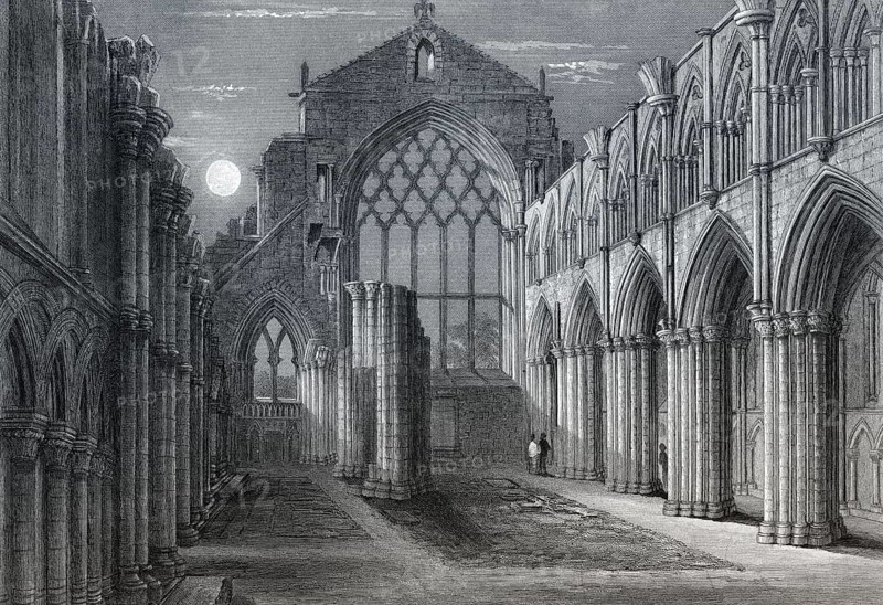 Holyrood Abbey, a ruined abbey of the Canons Regular in Edinburgh, Scotland, United Kingdom