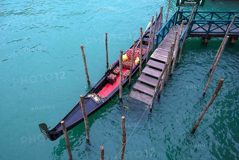 Gondola at the pier, Venice, Veneto, Italy