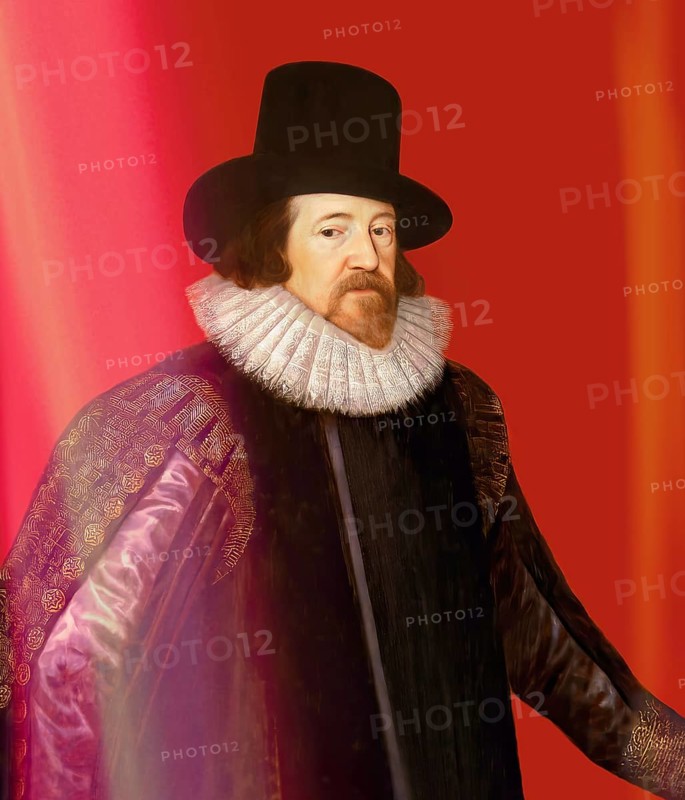 Portrait of Sir Francis Bacon, Baron Baco of Verulam, 1561 - 1626, English lawyer, statesman, essayist, historian, intellectual reformer, philosopher and scientist, digitally edited after a painting by Somer