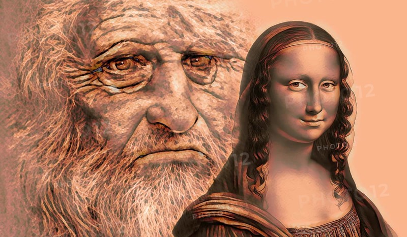 Leonardo da Vinci, 1452 - 1519, Italian painter, sculptor, architect and engineer, the painting la Gioconda, Mona Lisa, digitally edited