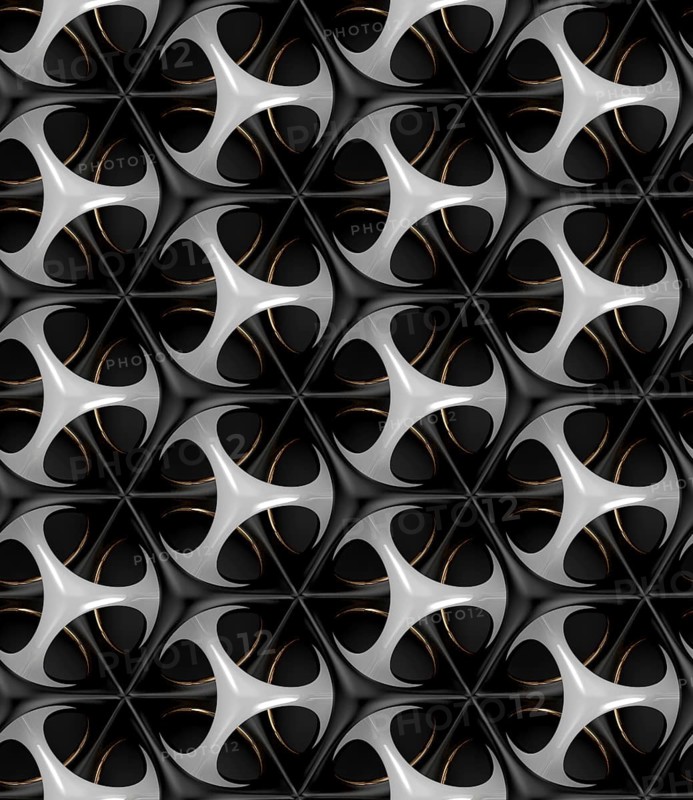 Futuristic grid white and gold metal shapes on white background. High quality seamless realistic texture