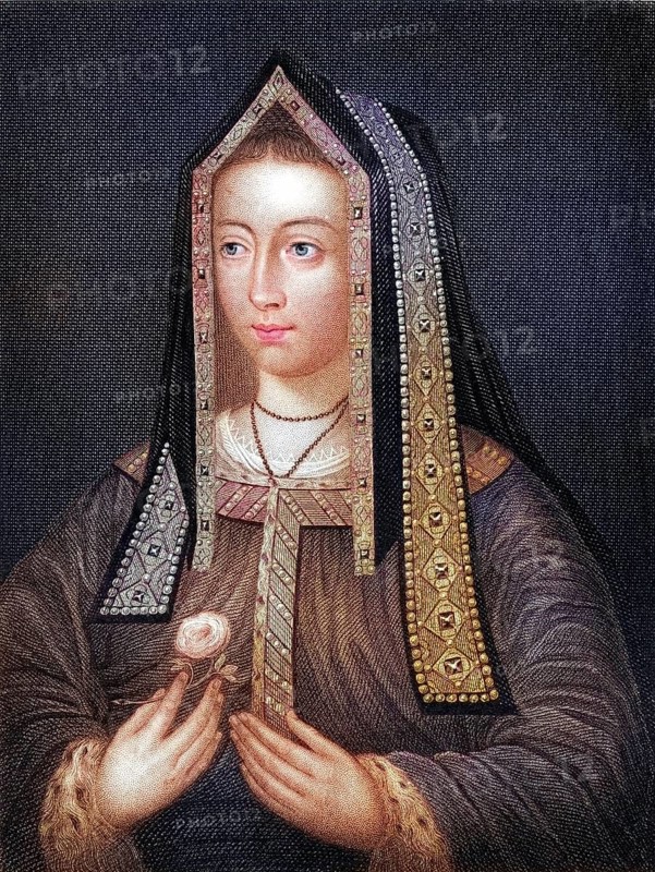 Elizabeth, Queen of York 1466-1502, woman of King Henry VII, from the book Lodges British Portraits, published 1823, Historical, digitally restored reproduction from a 19th century original, Record date not stated