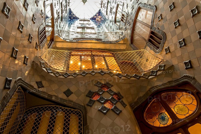 Interior of Casa Batllo modernism design by Antoni Gaudi, old town, barcelona, spain