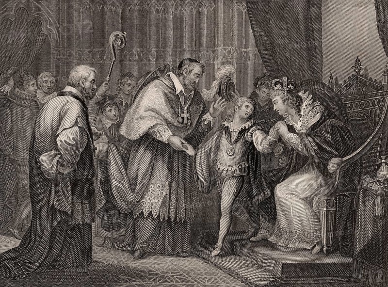 Edward V, Duke of York, parting with his mother, Elizabeth Woodville, Queen consort of England, 1483
