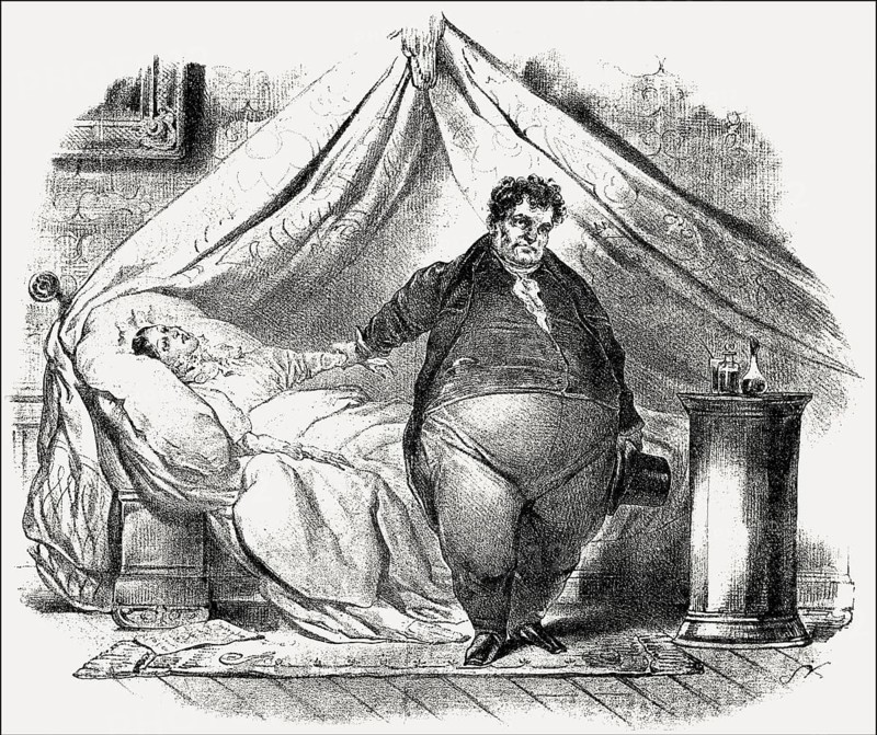 Caricature on surgery, 19th century
