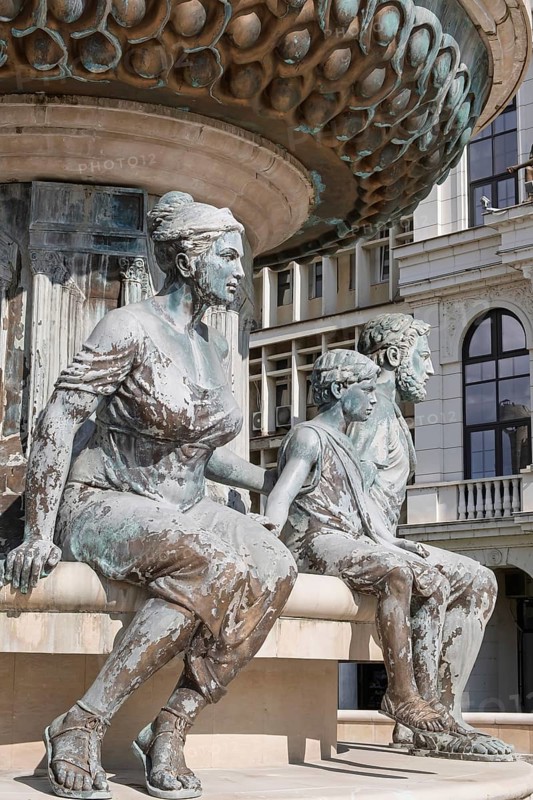 Fountain of Philip II of Macedonia, father of Alexander the Great, close-up, Skopje, North Macedonia, Balkans