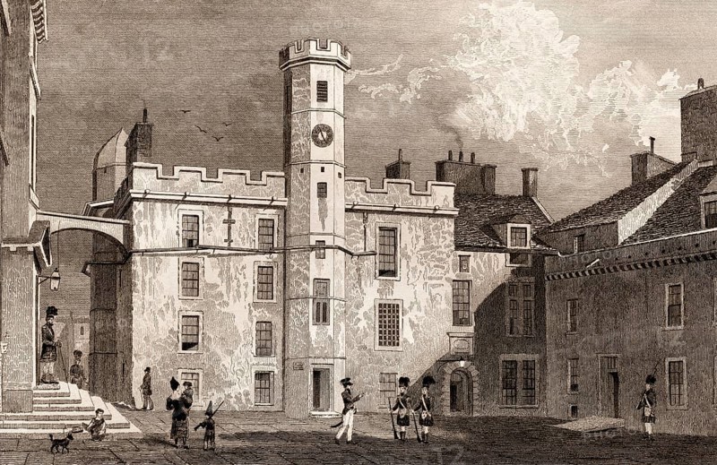 The interior quadrangle of the Castle, Edinburgh, Scotland, 19th century, from Modern Athens by Th. H. Shepherd