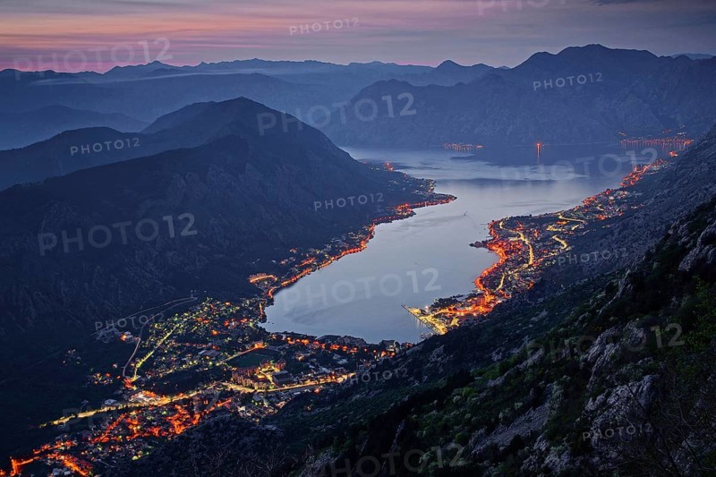 Montenegro, Bay of Kotor, evening mood, lights, Bay of Kotor, Montenegro
