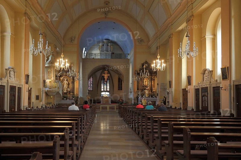 Interior view of the Gothic pilgrimage church, Waghäusel, Baden-Württemberg, Germany