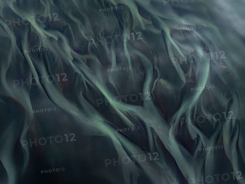River, river course, river delta, aerial view, sediments, structures, South Iceland, Iceland