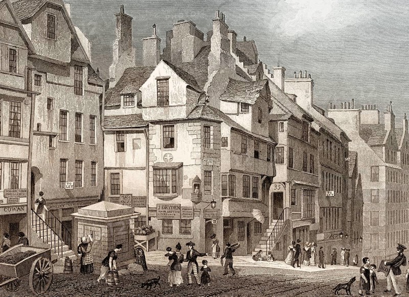 John Knox's House, High Street, Edinburgh, Scotland, 19th century, from Modern Athens by Th. H. Shepherd