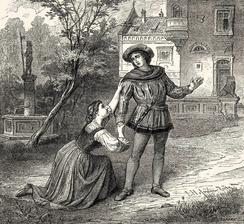 Scene from THE MAID OF THE MILL'S REPENTANCE, Der Müllerin Reue, a ballad by Johann Wolfgang von Goethe