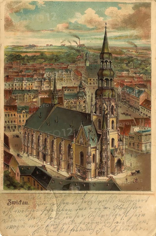 Historical postcard, picture postcard, Zwickau, Saxony, Germany, digitally enhanced reproduction of an original from around 1900, picture postcard