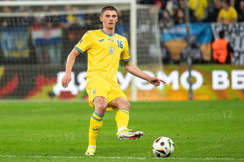 WROCLAW, POLAND - MARCH 26, 2024: Qualifications for UEFA Euro 2024. Final play-off match Ukraine - Iceland 2:1. In action Vitaliy Mykolenko.
