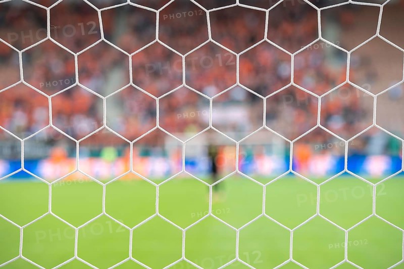 Net on the soccer goal at the stadium in Lubin, Poland