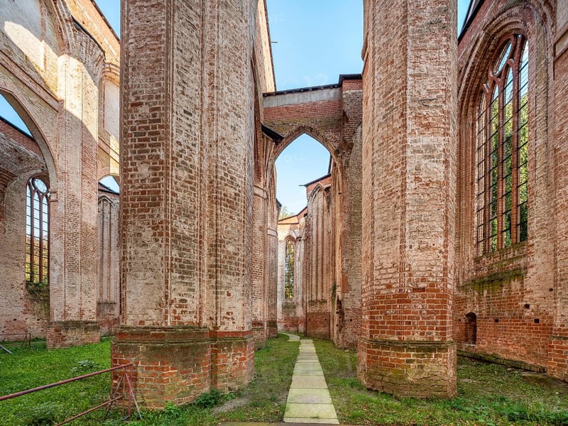 Ruin of Gothic monastery church, North German brick Gothic, brick architecture, Dargun, Mecklenburg-Western Pomerania, Germany